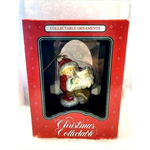 1993 Santa's Best Christmas Collectable Ornament Young Girl Dressing Up as Santa